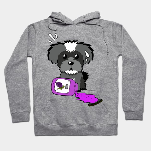 Naughty Schnauzer Spills a jar of grape jam! Hoodie by Pet Station